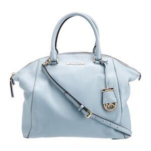 Michael Kors Top Handle/Shoulder Strap Leather Satchel Bag. Color: Blue. Size: L